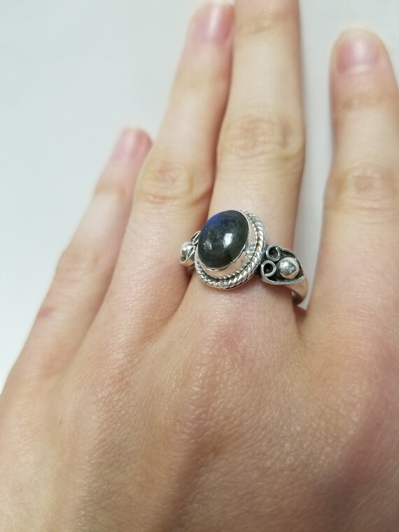 Cosmic Blue Moonstone Ring // Solid 925 Sterling … - image 9
