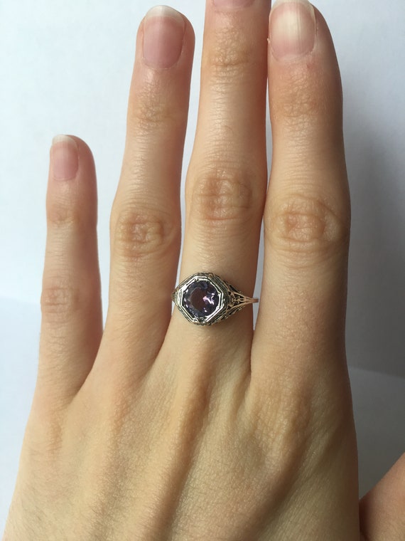 Antique Amethyst Ring // Solid Sterling Silver. R… - image 2