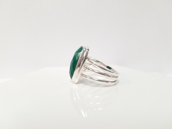 Vintage Emerald Ring // Solid 925 Sterling Silver… - image 5