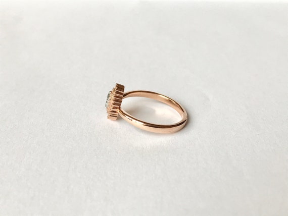 10k Diamond Halo Ring // Solid 10k Rose Gold, Nat… - image 6