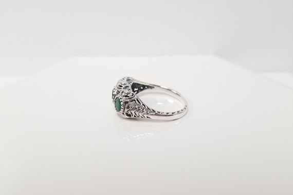 Antique Emerald Ring // Solid Sterling Silver, Re… - image 3