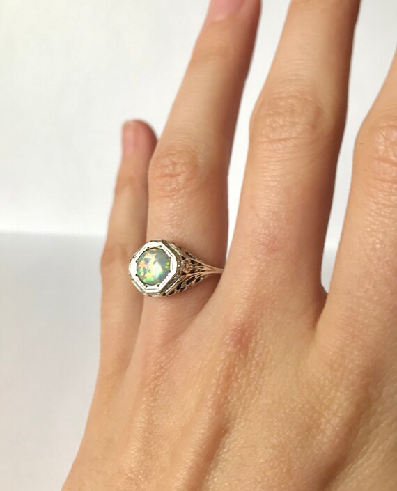 Antique Opal Ring // Solid Sterling Silver. Retro… - image 3