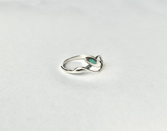 Turquoise Snake Ring // Solid Sterling Silver. Bo… - image 5