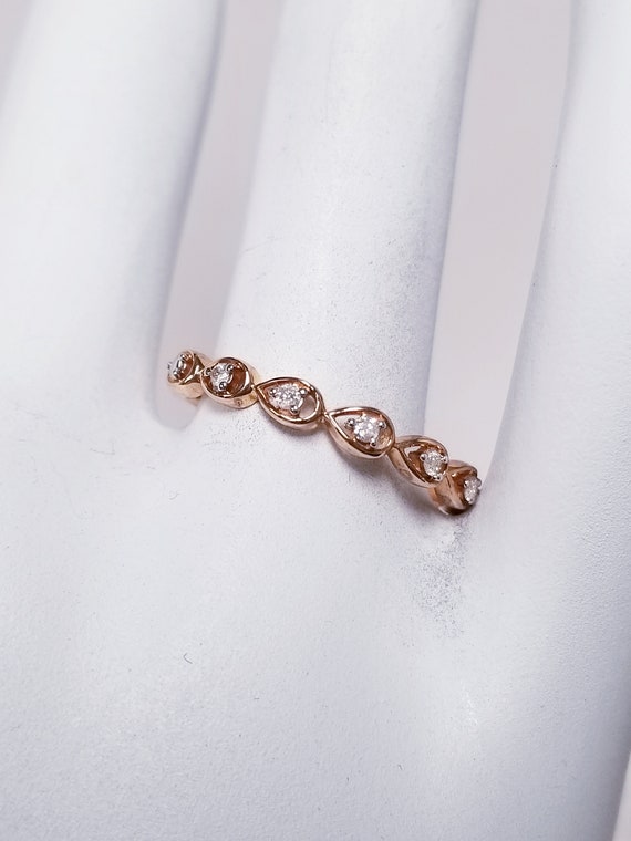 10k Rose Gold Diamond Band // Size 6.75. Half Ete… - image 5