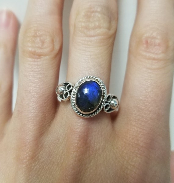 Cosmic Blue Moonstone Ring // Solid 925 Sterling … - image 3