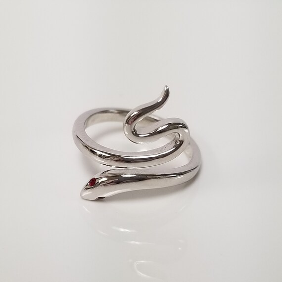 Ruby Eyes Snake Ring // Solid Sterling Silver. Bo… - image 7