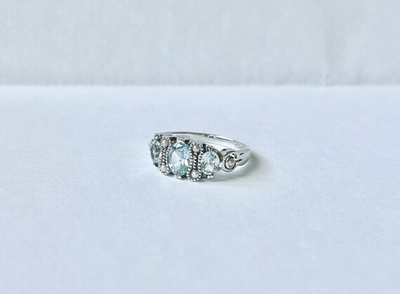 Triple Aquamarine Ring // Solid Sterling Silver. … - image 4
