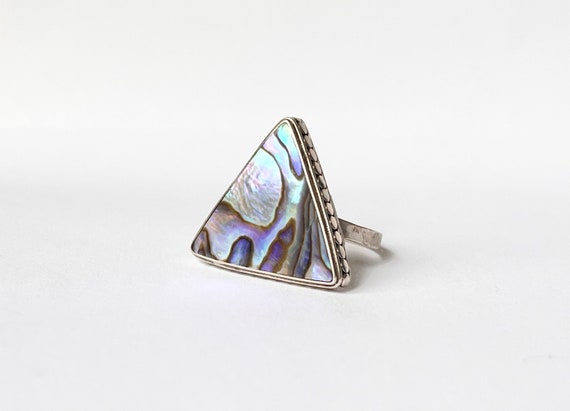 Unique Abalone Wave Ring // Solid 925 Sterling Si… - image 2