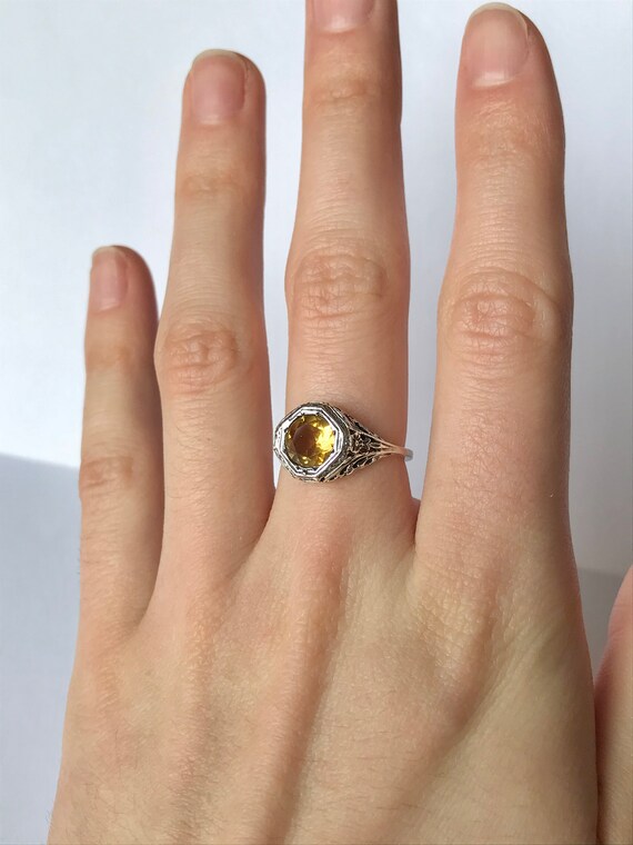 Antique Citrine Ring // Solid Sterling Silver. Re… - image 2