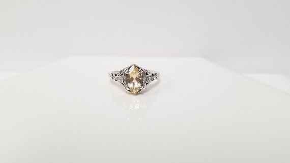 Lemon Citrine Ring // Solid Sterling Silver. Marq… - image 1