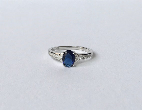 Sapphire Engagement Ring // Solid Sterling Silver… - image 2