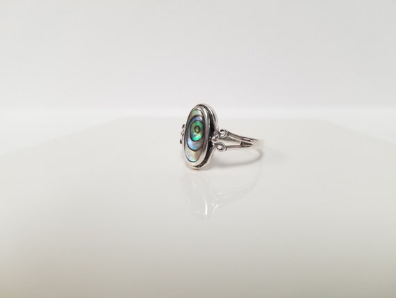 Abalone Sterling Silver Ring // Solid 925 Sterlin… - image 1