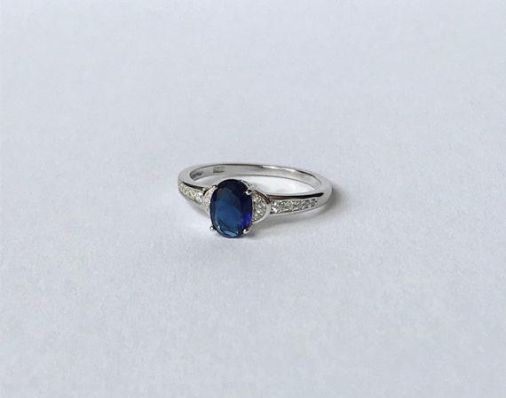 Sapphire Engagement Ring // Solid Sterling Silver,