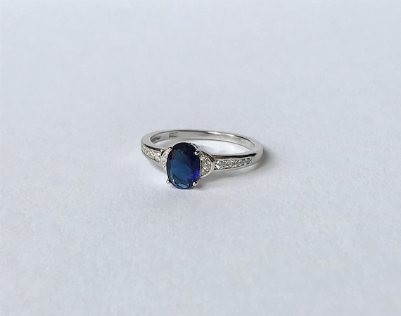 Sapphire Engagement Ring // Solid Sterling Silver… - image 1