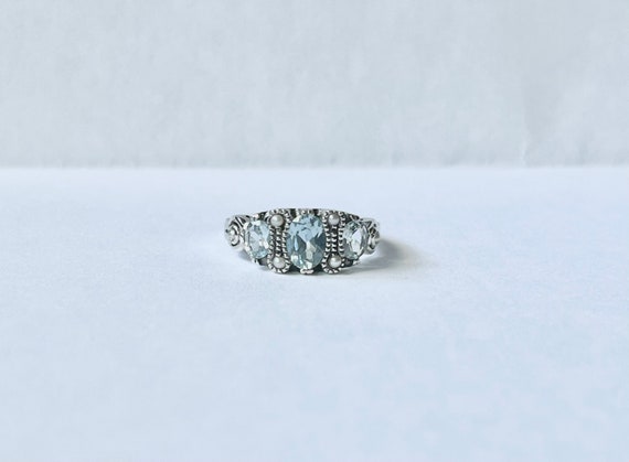 Triple Aquamarine Ring // Solid Sterling Silver. … - image 6