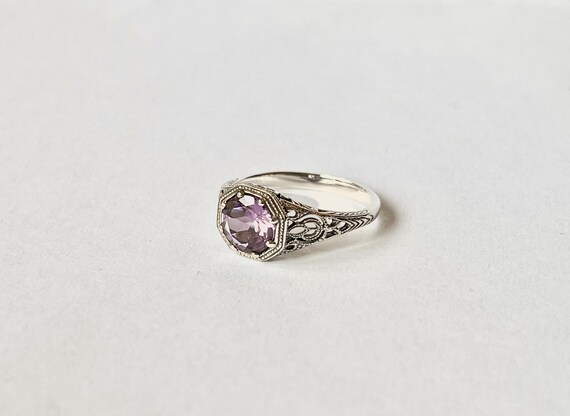 Vintage Estate Amethyst Ring // Solid Sterling Si… - image 1