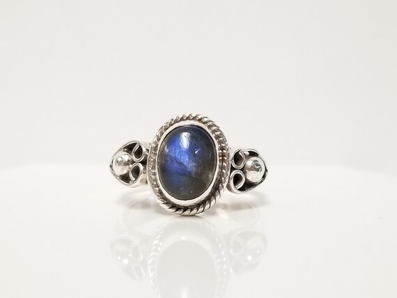 Cosmic Blue Moonstone Ring // Solid 925 Sterling … - image 4