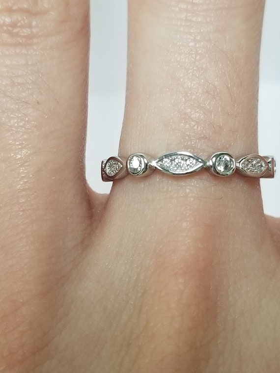 CZ Silver Stack Diamond Ring // Solid 925 Sterlin… - image 3