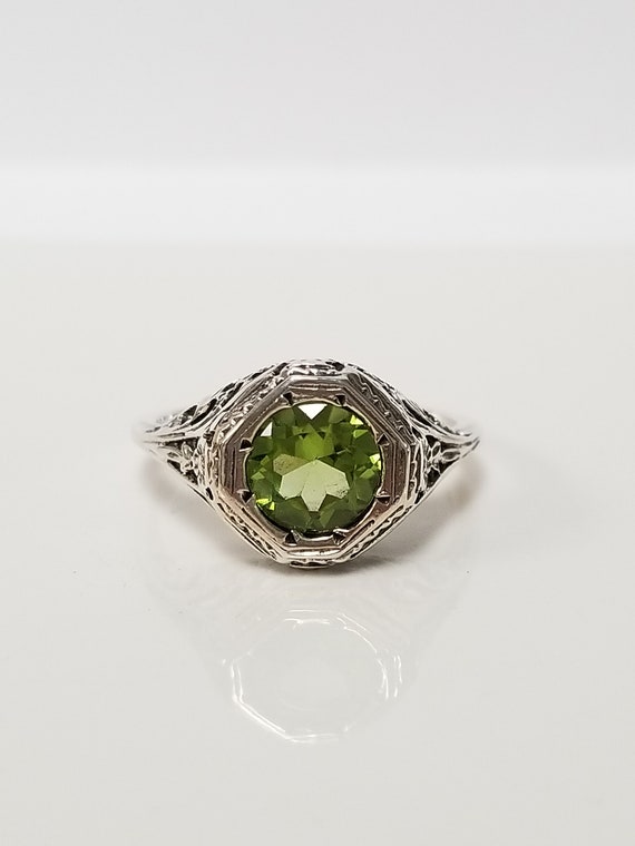 Antique Peridot Ring // Solid Sterling Silver. Re… - image 3