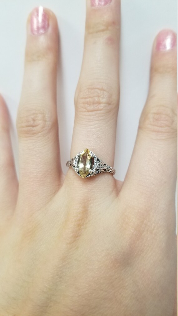 Lemon Citrine Ring // Solid Sterling Silver. Marq… - image 3