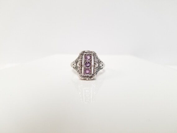 Vintage Amethyst Ring // Solid Sterling Silver. E… - image 2