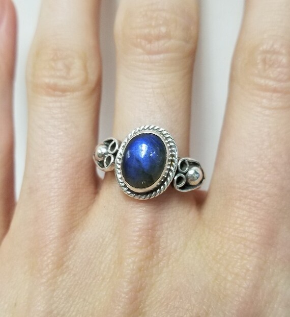Cosmic Blue Moonstone Ring // Solid 925 Sterling … - image 8