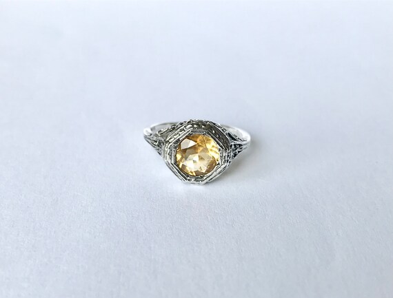 Antique Citrine Ring // Solid Sterling Silver. Re… - image 3