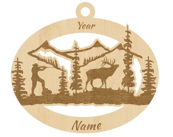 Elk Hunting Ornament personalized | Female Elk Hunting Gift, Elk Hunter, Customizable Elk Ornament, Elk Hunting Gifts for Women, Hunter Gift