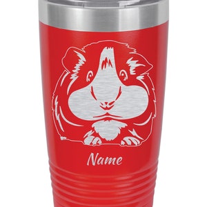 Guinea Pig Personalized Tumbler Guinea Pig Gift, 20oz Travel Tumbler, Customizable Metal Cup, Animal Gift, Engraved Pet Cup, Insulated Red