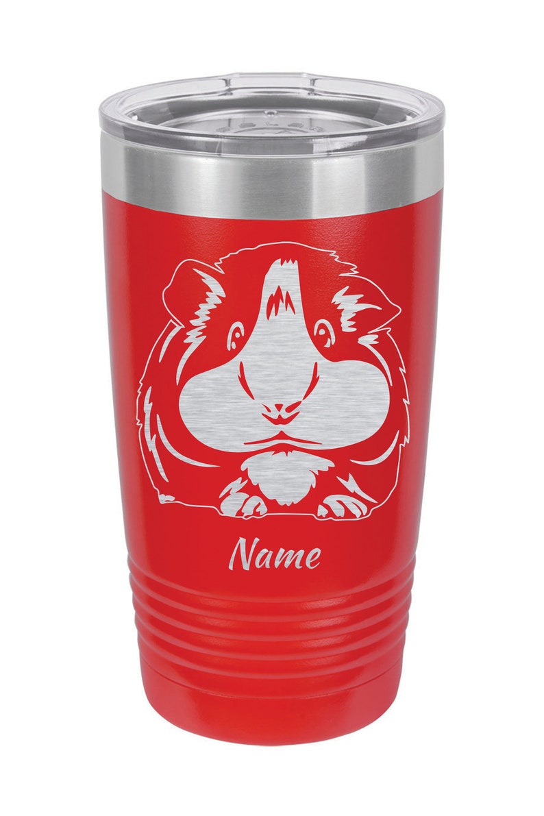 Guinea Pig Personalized Tumbler Guinea Pig Gift, 20oz Travel Tumbler, Customizable Metal Cup, Animal Gift, Engraved Pet Cup, Insulated Red