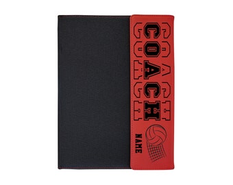 Volleyball Coach Personalized Canvas Portfolio: Engraved Leatherette Notepad
