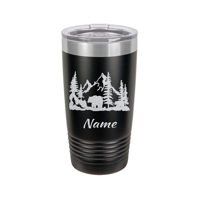 Bear Travel Tumbler Personalized Bear, Bears, Bear Insulated Mug, Bear Insulated Tumbler Custom, Bear Hunting, Bear Hunter, Bear Gift, Black