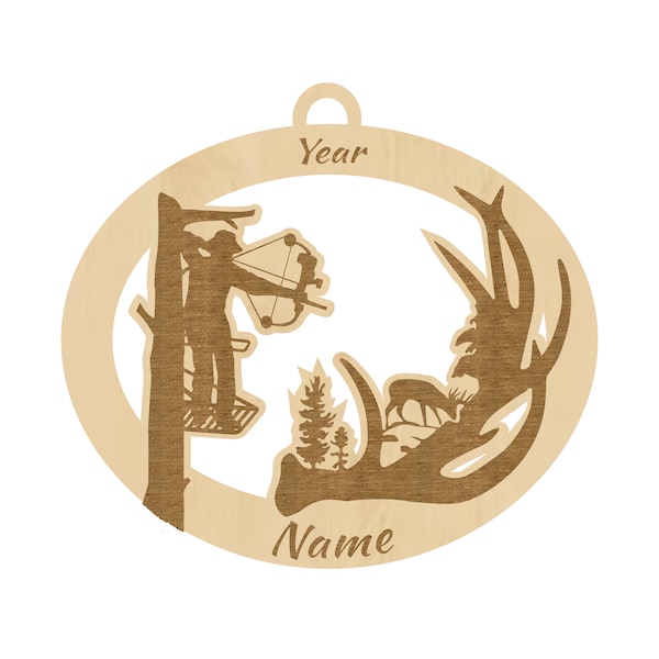 Deer Bow Hunting Personalized Ornament | Hunting Gifts for Men, Bow Hunter, Outdoorsy Wildlife Gift, Personalized Deer Ornament