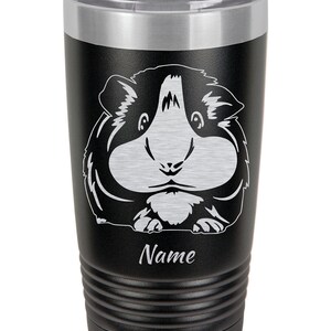 Guinea Pig Personalized Tumbler Guinea Pig Gift, 20oz Travel Tumbler, Customizable Metal Cup, Animal Gift, Engraved Pet Cup, Insulated Black