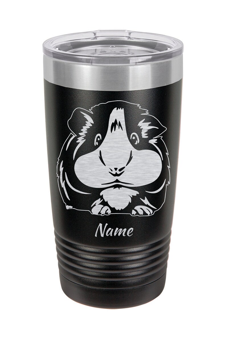 Guinea Pig Personalized Tumbler Guinea Pig Gift, 20oz Travel Tumbler, Customizable Metal Cup, Animal Gift, Engraved Pet Cup, Insulated Black