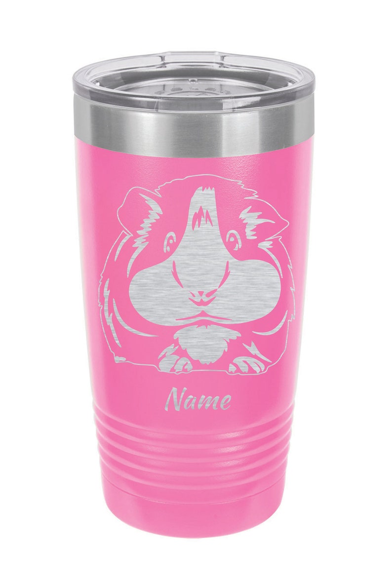 Guinea Pig Personalized Tumbler Guinea Pig Gift, 20oz Travel Tumbler, Customizable Metal Cup, Animal Gift, Engraved Pet Cup, Insulated Pink