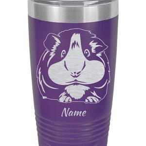 Guinea Pig Personalized Tumbler Guinea Pig Gift, 20oz Travel Tumbler, Customizable Metal Cup, Animal Gift, Engraved Pet Cup, Insulated Purple