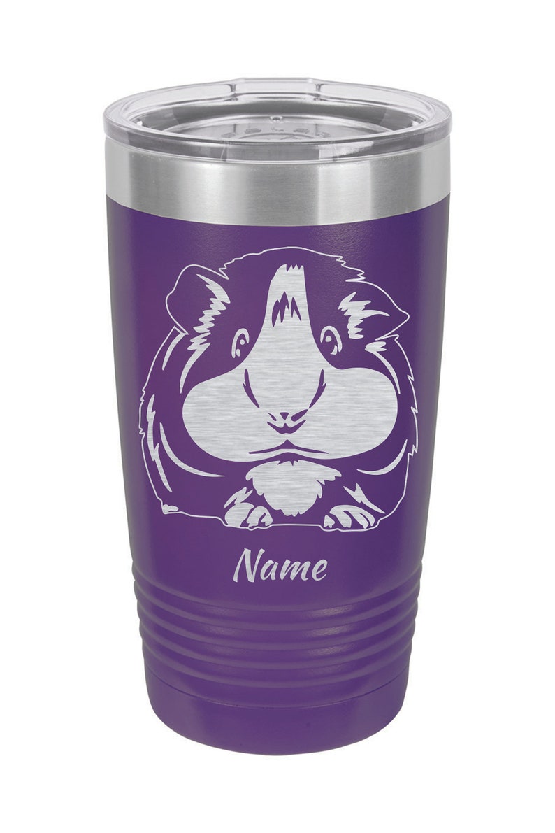 Guinea Pig Personalized Tumbler Guinea Pig Gift, 20oz Travel Tumbler, Customizable Metal Cup, Animal Gift, Engraved Pet Cup, Insulated Purple