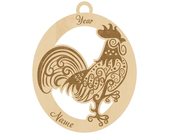 Rooster Personalized Ornament | Rooster Gift for Women and Men, Rooster Decoration, Customizable Wildlife Gift, Farm Animal Decor