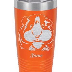 Guinea Pig Personalized Tumbler Guinea Pig Gift, 20oz Travel Tumbler, Customizable Metal Cup, Animal Gift, Engraved Pet Cup, Insulated Orange