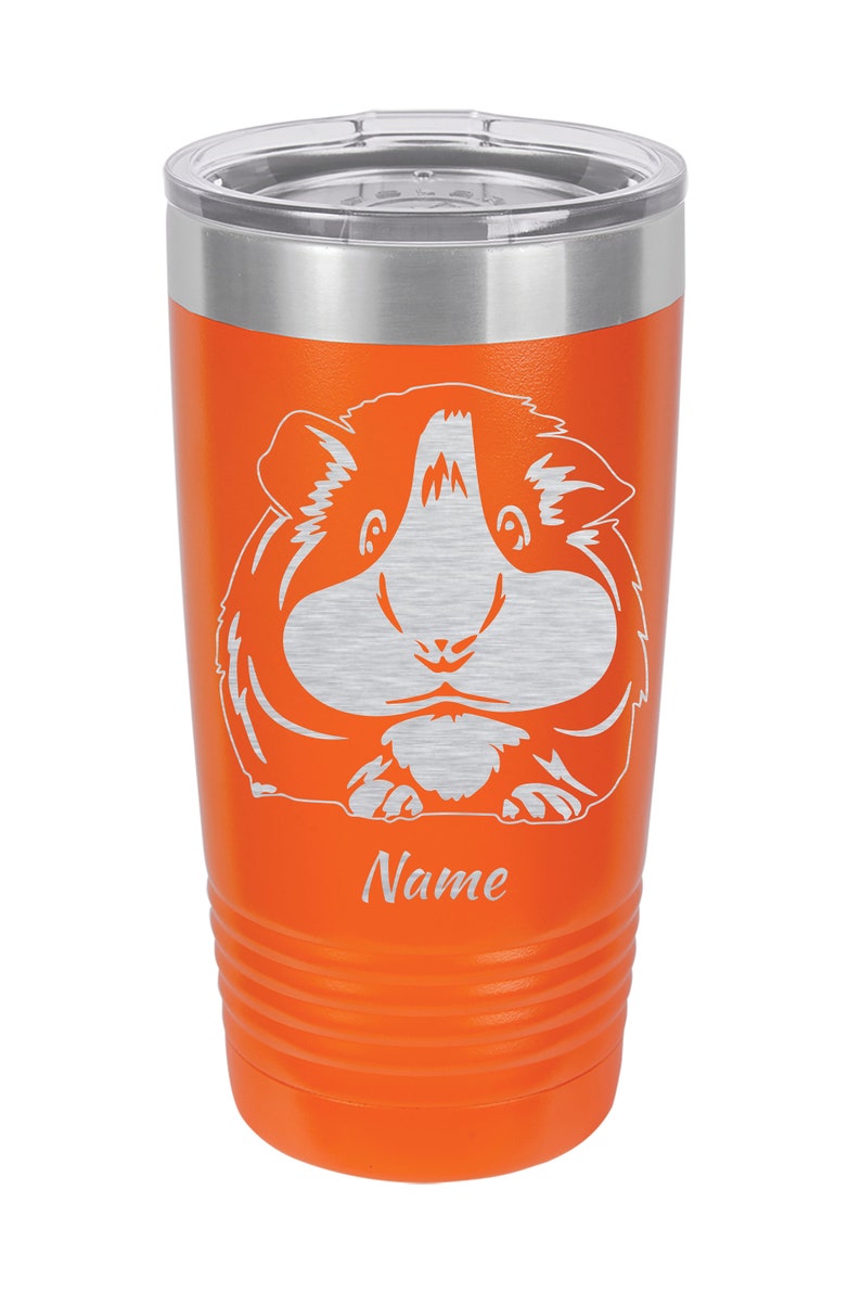 Guinea Pig Personalized Tumbler Guinea Pig Gift, 20oz Travel Tumbler, Customizable Metal Cup, Animal Gift, Engraved Pet Cup, Insulated Orange