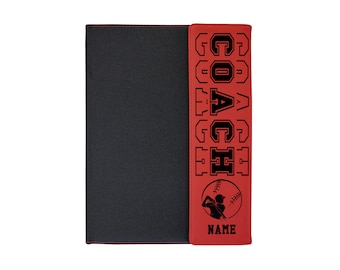 Personalized Softball Coach Portfolio: Engraved Leatherette Canvas Notebook