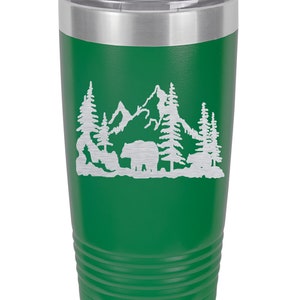 Bear Travel Tumbler Personalized Bear, Bears, Bear Insulated Mug, Bear Insulated Tumbler Custom, Bear Hunting, Bear Hunter, Bear Gift, Green