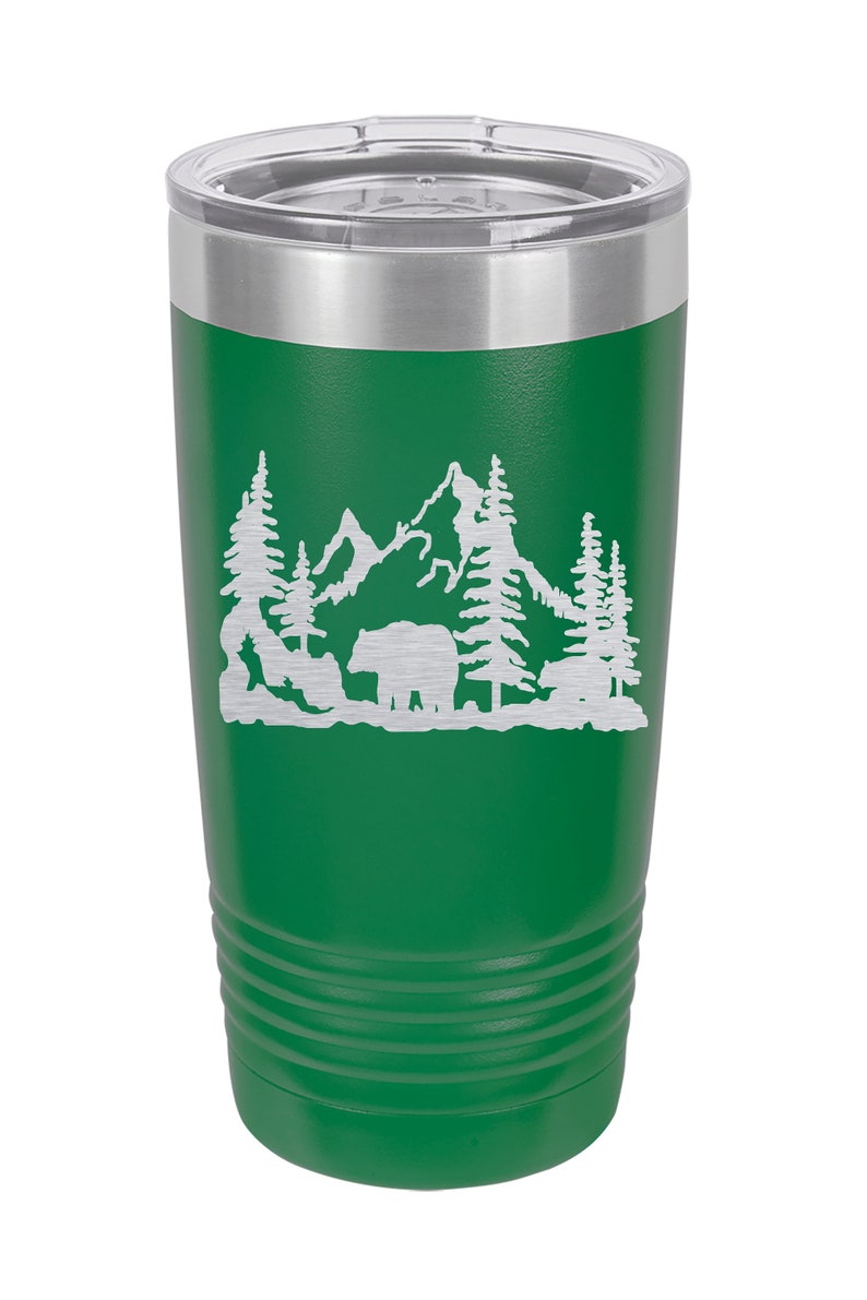 Bear Travel Tumbler Personalized Bear, Bears, Bear Insulated Mug, Bear Insulated Tumbler Custom, Bear Hunting, Bear Hunter, Bear Gift, Green