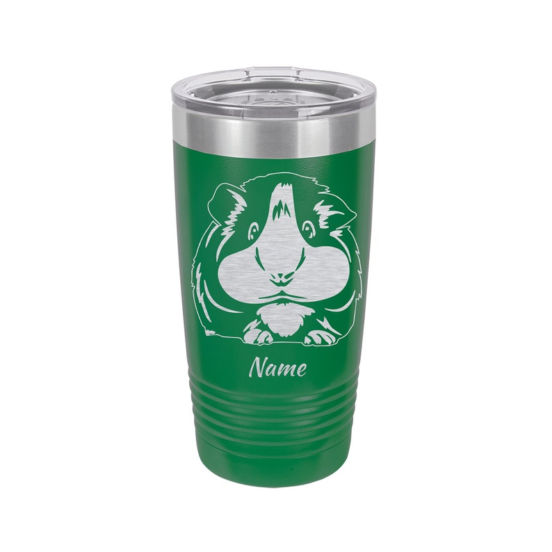 Guinea Pig Personalized Tumbler Guinea Pig Gift, 20oz Travel Tumbler, Customizable Metal Cup, Animal Gift, Engraved Pet Cup, Insulated Green