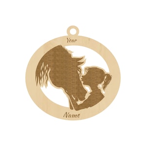 Horse Girl Kissing Personalized Ornament | Girl, Horse, Horse Gift, horse Art, girlfriend Gift, Horse Christmas Gift, Girl Christmas Gift