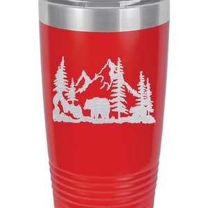 Bear Travel Tumbler Personalized Bear, Bears, Bear Insulated Mug, Bear Insulated Tumbler Custom, Bear Hunting, Bear Hunter, Bear Gift, Red