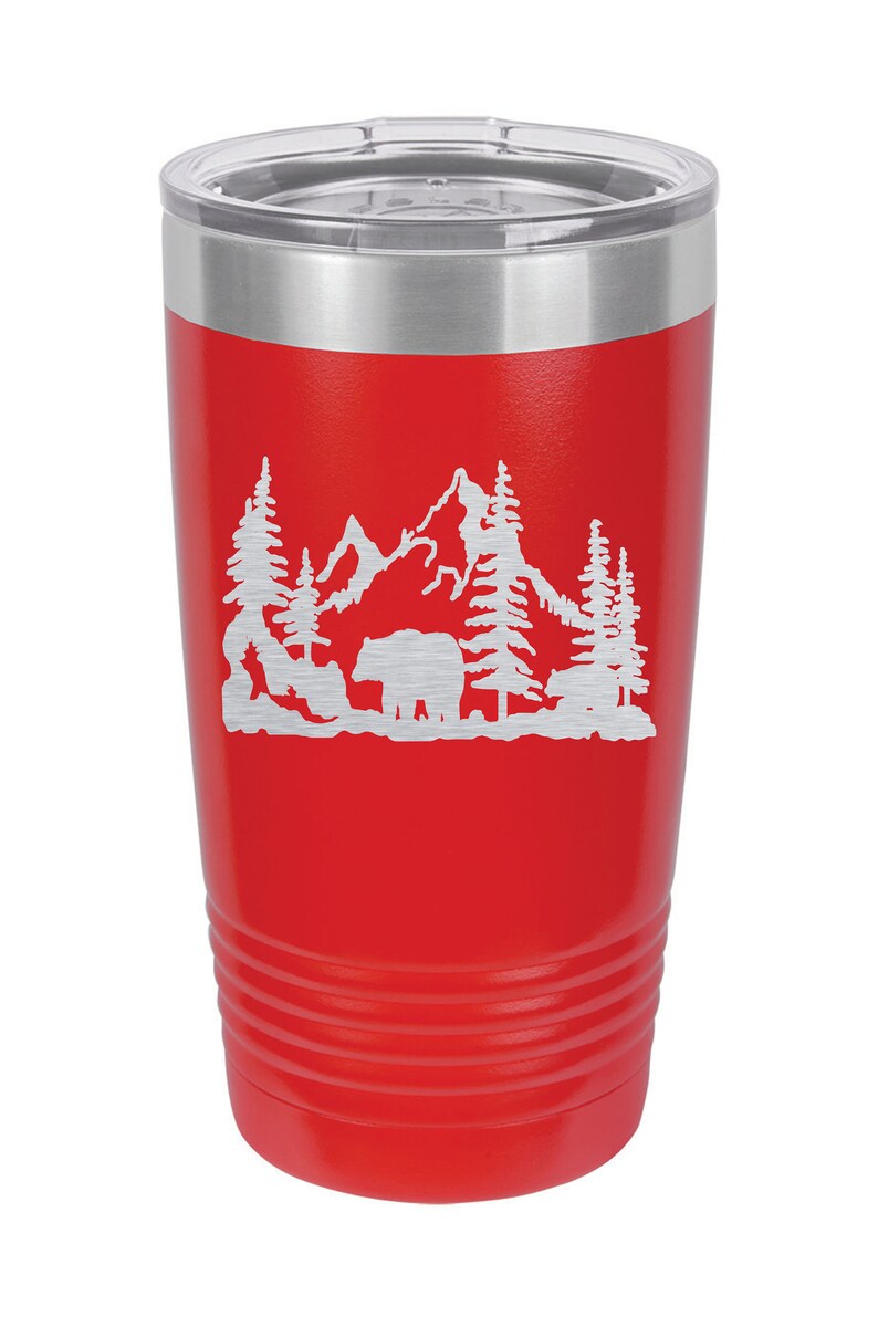 Bear Travel Tumbler Personalized Bear, Bears, Bear Insulated Mug, Bear Insulated Tumbler Custom, Bear Hunting, Bear Hunter, Bear Gift, Red