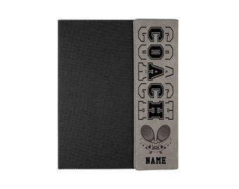 Personalized Tennis Coach Portfolio: Engraved Leatherette Flap