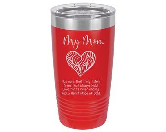 I Love My Mom Tumbler | Gift For Mom, Customizable 20oz Cup, Engraved Coffee Tumbler, Loving Mothers Day Gift, Insulated Tumbler